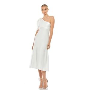 Mac Duggal SATIN ONE SHOULDER MIDI DRESS